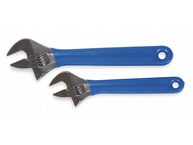 WESTWARD 1NYD3 Adj. Wrench Set,8', 10',Chrome,2 Pc.