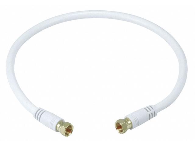 Monoprice 1.5ft RG6 (18AWG) 75Ohm, Quad Shield, CL2 Coaxial Cable with F Type Connector - White