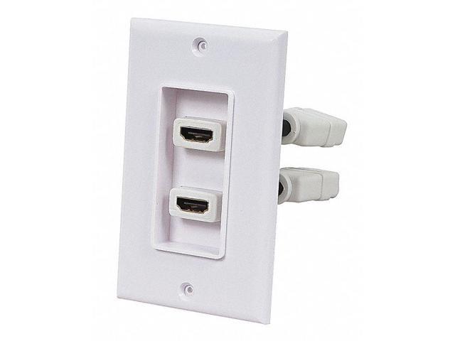 Monoprice 7332 Two-Piece Inset Wall Plate with 4 Inch Built-in Flexible High Speed HDMI Cable With Ethernet - Dual Port