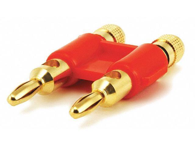 Monoprice Dual High-Quality Gold Plated Speaker Banana Plugs, Red