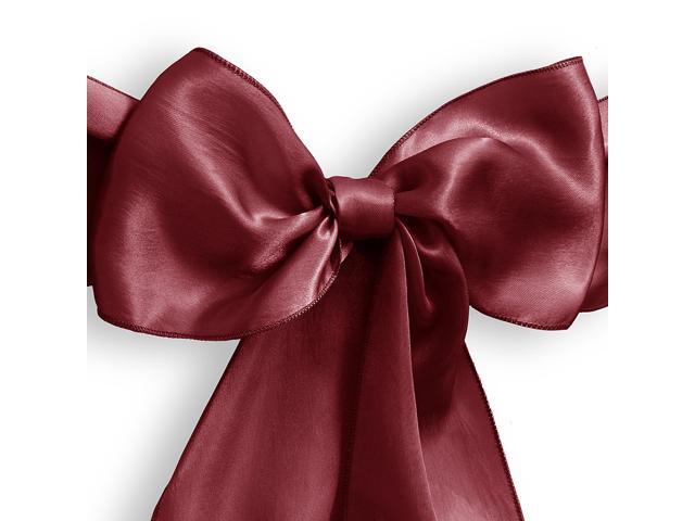 Lann's Linens - 50 Elegant Satin Wedding/Party Chair Cover Sashes/Bows - Ribbon Tie Back Sash - Burgundy