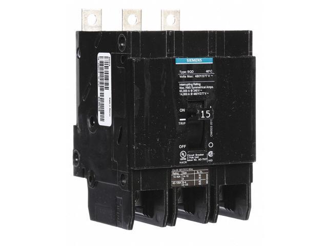 SIEMENS BQD315 Miniature Circuit Breaker, BQD Series, 15A, 3 Pole, 480V AC,