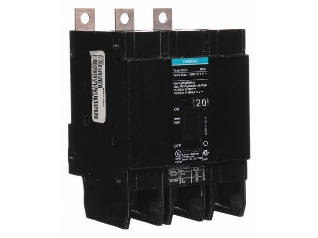 SIEMENS BQD320 Miniature Circuit Breaker, BQD Series, 20A, 3 Pole, 480V AC,