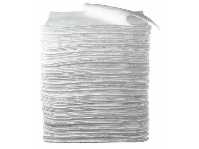 3M HP-156 Sorbent Pad, 37 1/2 gal, 17 in x 19 in, Oil, White, 100 PK