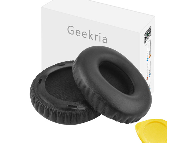 Geekria QuickFit Protein Leather Replacement Ear Pads for SONY MDR-10RC Headphones Ear Cushions, Headset Earpads, Ear Cups Repair Parts (Black)