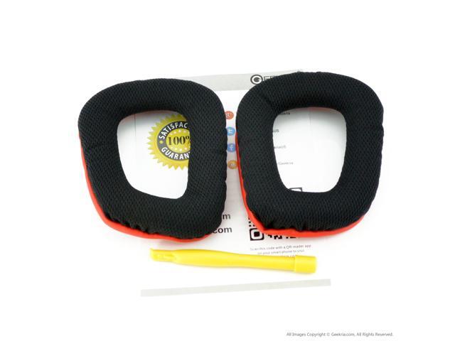 Geekria Comfort Replacement Ear Pads for Logitech G35 G430 G432 G332 G930 F450 Headphones Ear Cushions Repair Parts with Video Guide (Black Red) - image 3