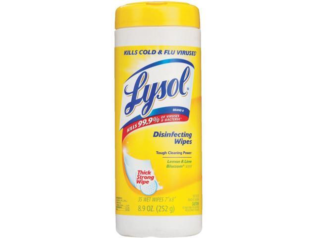 LYSOL Brand 81145CT Lemon/Lime Blossom Disinfecting Wipes w/Micro-Lock, 7 x 8, 35/Canister, 12/Ctn