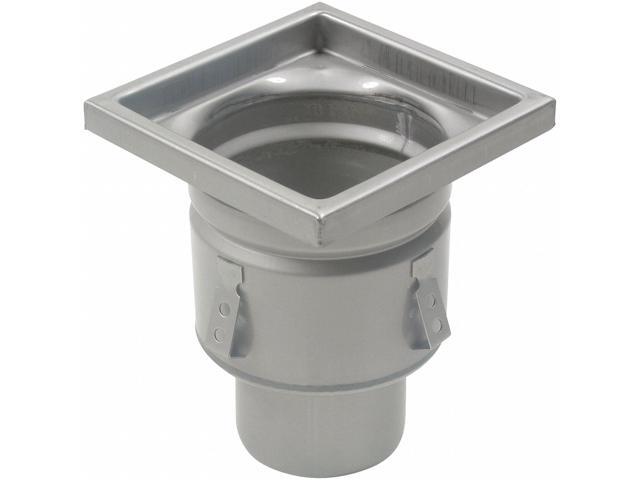 BLUCHER BFD-324 Square Floor Drain, 304 Stainless Steel, 4', Spigot