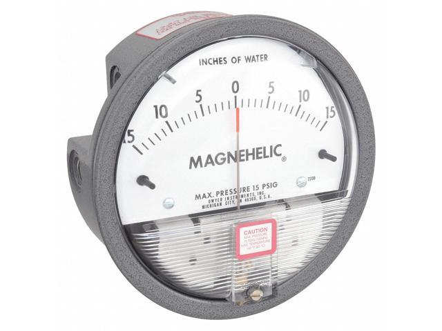 DWYER INSTRUMENTS 2330 Differential pressure gage, range 15-0-15' w.c., minor