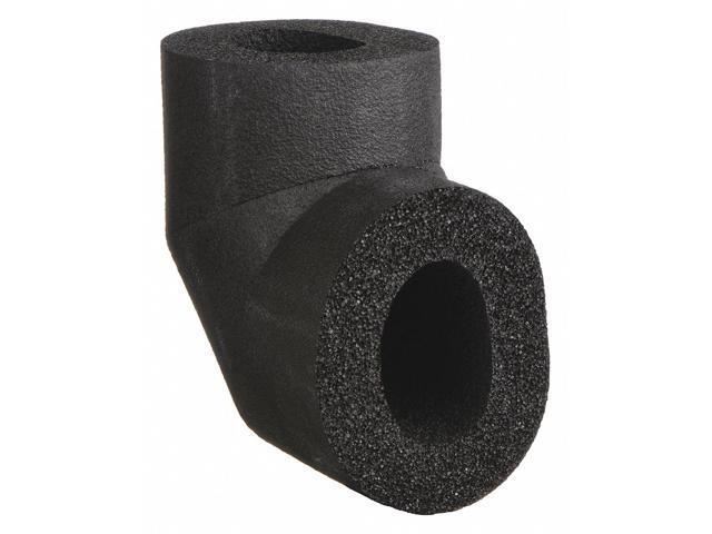 1' Thick NBR/PVC 90° Elbow Pipe Fitting Insulation, 6.70 Approx. R Value, Black