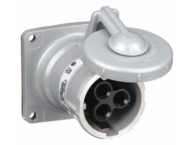 HUBBELL WIRING DEVICE-KELLEMS HBL4100RS1W Pin and Sleeve Receptacle,100A,600VAC