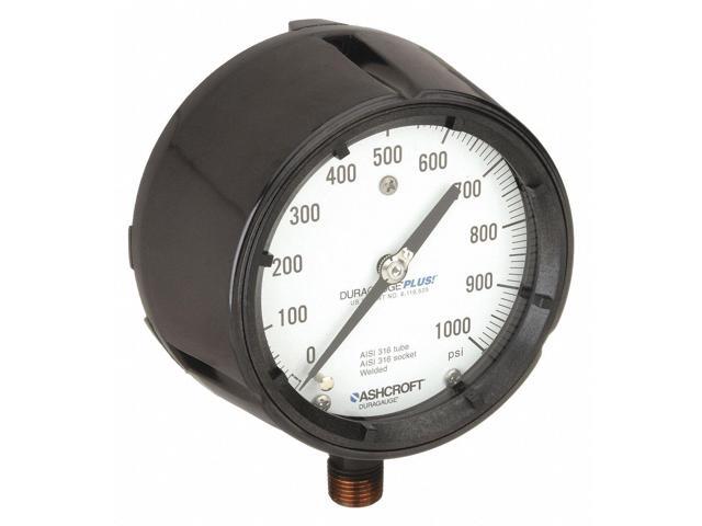 ASHCROFT 451279SS04LXLL1000 Process Pressure Gauge, 0 to 1,000 psi, 4 1/2 in