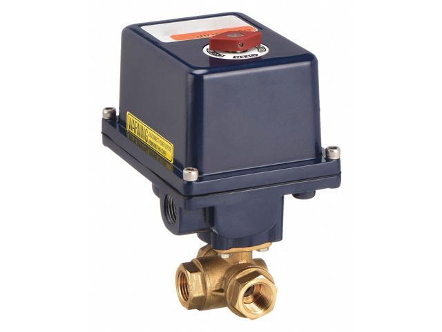 DYNAQUIP CONTROLS EYHG4AUE20 3/4' FNPT Brass Electronic Ball Valve 3-Way