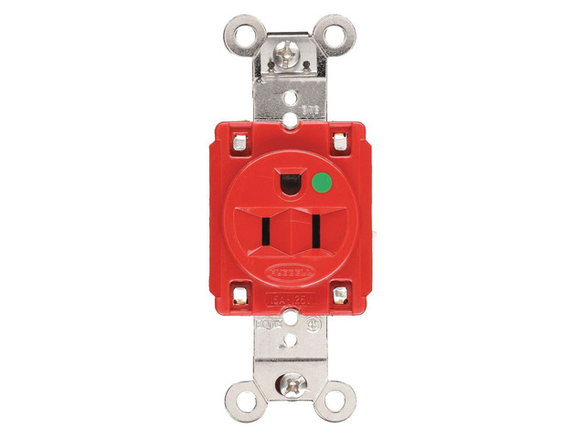 HUBBELL WIRING DEVICE-KELLEMS HBL8210R Straight Blade Receptacle, 5-15R, 15 A,