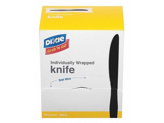 Dixie GrabN Go Wrapped Cutlery Knives Black 90/Box 6 Box/Carton KM5W540