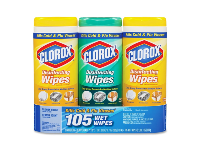 Clorox 30112 Disinfecting Surface Cleaner Wipes Value Pack Scented 105 ct Total