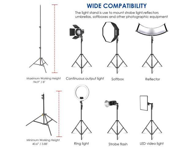 Impact Aluminum Interlocking Air Cushioned Light Stand 3.4-7.9 ft Extendable 3 Sections - Heavy Duty, 8.8 lb Capacity, Foldable & Stackable - Ideal...