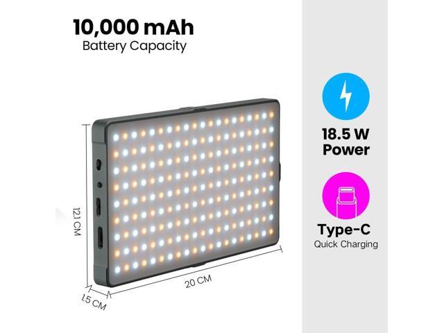 Genaray Pocket RGB Video Light Panel 10000mAh Li-ion Rechargeable Battery LED Portable Camera Video Light RGB Color Panel Lights with Cold Shoe...