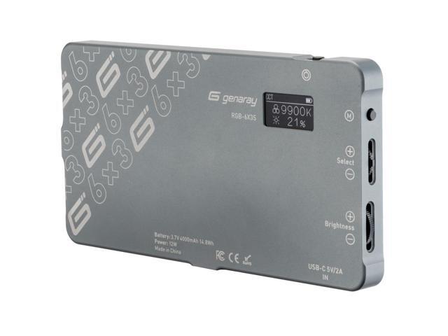 Genaray Pocket RGB Video Light Panel 4000mAh Li-ion Rechargeable Battery LED Portable Camera Video Light RGB Color Panel Lights with Cold Shoe...