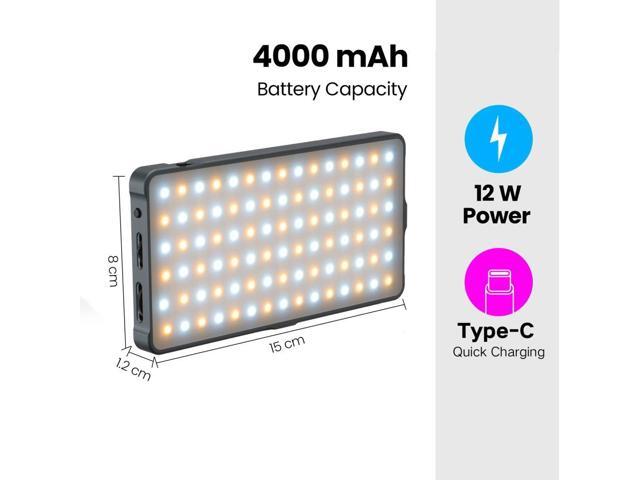 Genaray Pocket RGB Video Light Panel 4000mAh Li-ion Rechargeable Battery LED Portable Camera Video Light RGB Color Panel Lights with Cold Shoe...