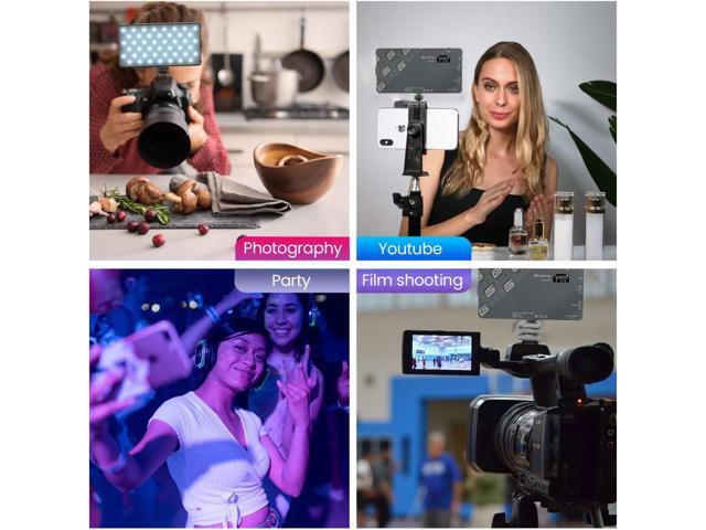 Genaray Pocket RGB Video Light Panel 4000mAh Li-ion Rechargeable Battery LED Portable Camera Video Light RGB Color Panel Lights with Cold Shoe...
