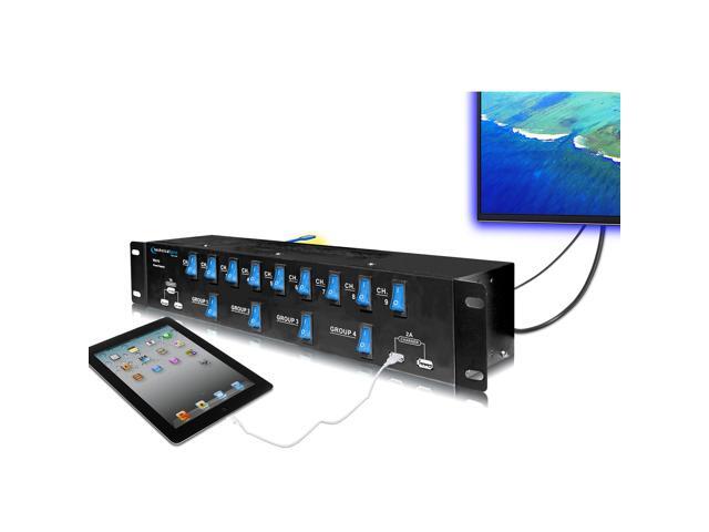 Technical Pro Rack Mount 1800 Watts 17 Outlet Power Supply Surge Protector with 5V USB Charging Ports,13 power switches USB Work Light Included,...