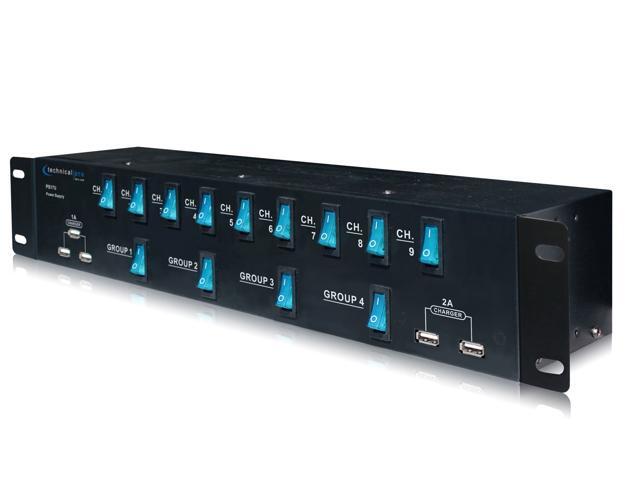 Technical Pro Rack Mount 1800 Watts 17 Outlet Power Supply Surge Protector with 5V USB Charging Ports,13 power switches USB Work Light Included,...