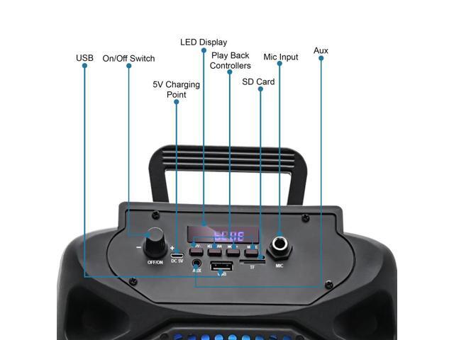 Technical Pro 400 Watt Each Rechargeable Bluetooth Speaker - Dual 8 Colorful LED Woofers TWS USB Mode SD Card FM Radio - image 7