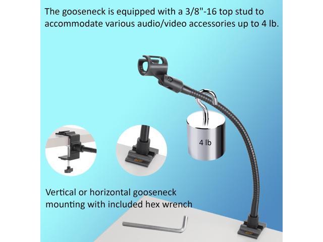 Microphone Arm Stand Long 20'' Sturdy Gooseneck Mic Stand Adjustable Microphone Arm Stand with Clamp - Mic Holder Flexible Mike Stand Podium...