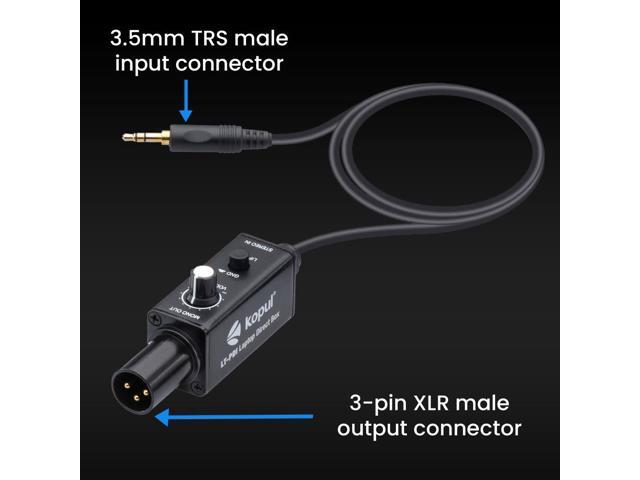 Kopul Cables One-Channel Laptop Passive Direct Box 3.5mm Stereo to XLR Mono Adapter w Volume Control & Ground-Lift Switch, Durable Aluminum Case,...