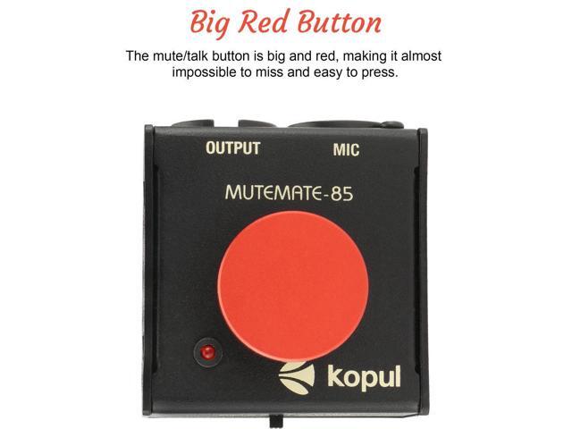 Kopul Cables Mute/Talk Button Push-to-Talk & Push-to-Mute with 3-Pin XLR, 85 dB Mic Attenuation, LED Indicator, Rugged Metal Housing Compatible...