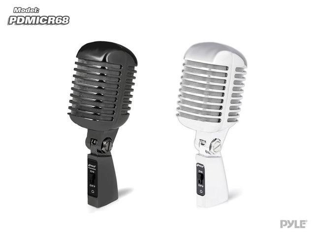 Pyle - Classic Retro Die Cast Metal Vintage Style Dynamic Vocal Microphone with 16ft XLR Cable (Silver)