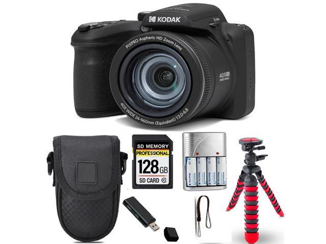 Kodak PIXPRO AZ405 Digital Camera (Black) + Extra Battery +Tripod + Case -64GB Kit