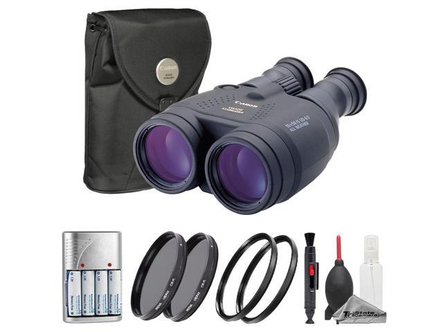 Canon 15x50 IS All Weather Image Stabilized Binocular + Batteries w/ Rapid Charger + Circular Polarizer Filter Kit