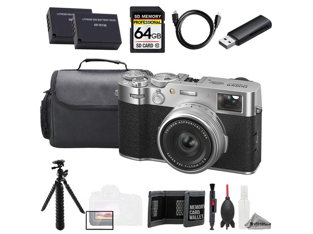 Fujifilm X100VI Digital Camera (Silver) + 64GB + Tripod + Extra Batt - Value Kit