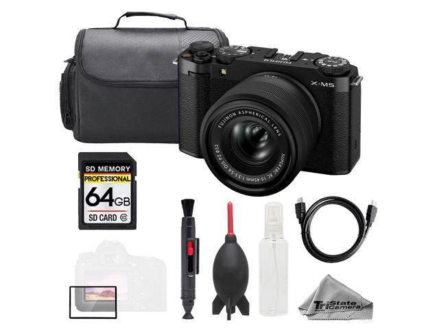 Fujifilm X-M5 Mirrorless Camera w/ XC 15-45mm Lens (Black) + 64GB + Bag+ Screen Protector- Basic Kit