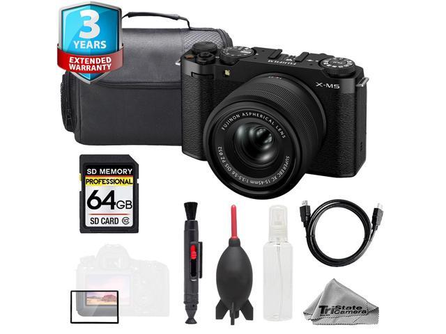 Fujifilm X-M5 Mirrorless Camera w/ XC 15-45mm Lens (Black) + 64GB + Bag+ 3 Yr Warranty- Basic Kit