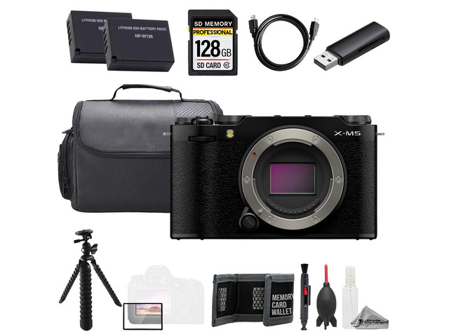 Fujifilm X-M5 Mirrorless Camera (Black) + 128GB + Tripod + Extra Batt - Value Kit