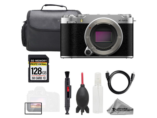 Fujifilm X-M5 Mirrorless Camera (Silver) + 128GB + Bag+ Screen Protector- Basic Kit