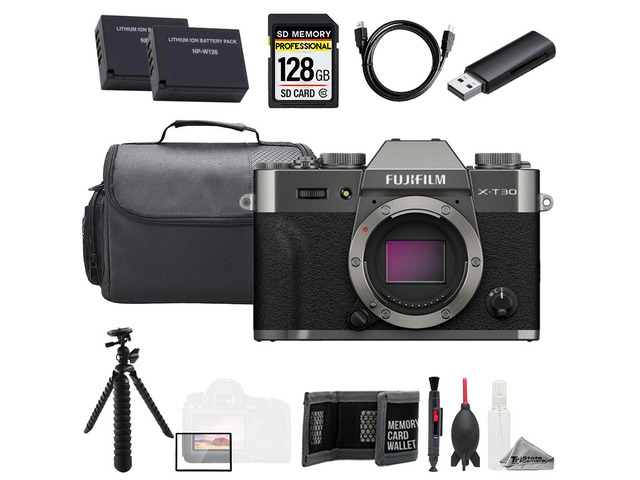 Fujifilm X-T30 III Mirrorless Camera (Charcoal Silver) + 128GB + Tripod + Extra Batt - Value Kit