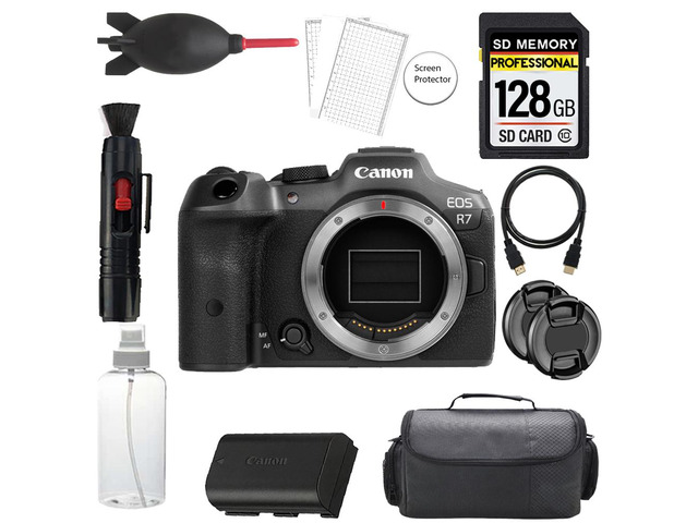 Canon EOS R7 Mirrorless Camera + 128GB + Bag+ Screen Protector- Basic Kit