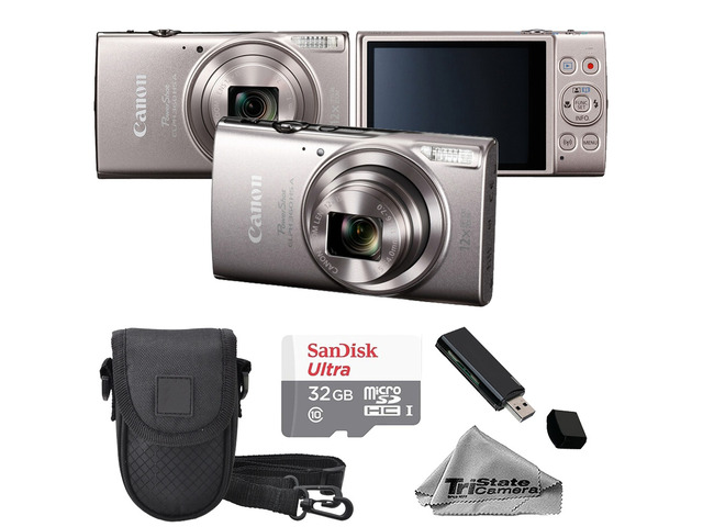 Canon IXY 650M PowerShot ELPH 360 HS A Digital Camera Silver Kit with 32GB Memory Card, Carrying Case & Card Reader