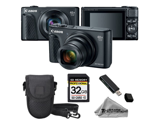 Canon PowerShot SX740 HS Digital Camera Black with 32GB Memory Card, Carrying Case & Card Reader