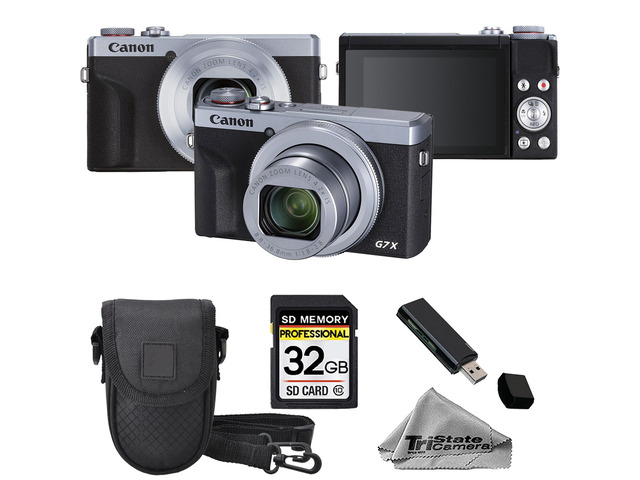 Canon PowerShot G7 X Mark III Digital Camera Silver with 32GB Memory Card, Carrying Case & Card Reader