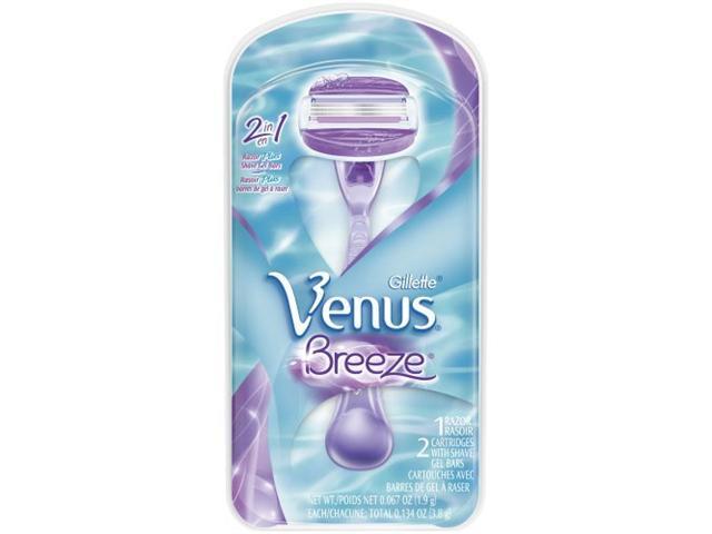 Gillette Venus Breeze Womens Razor, 1 Razor 2 Razor Refill Cartridges Kit