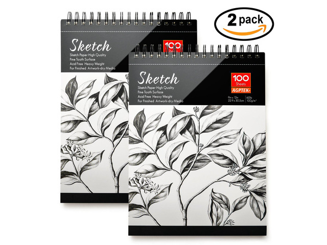 AGPtEK Sketch Book 100 Sheets 2 Packs