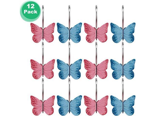 Photos - Other sanitary accessories AGPtEK Butterfly Shower Curtain Hooks - Blue and Red HS0246