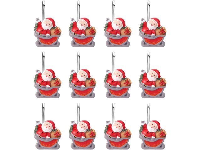 Photos - Other sanitary accessories 12Pcs Santa Claus Shower Curtain Anti-Rust Hooks for Bathroom HS0279