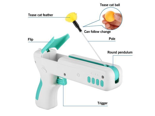 Ownpets Blue Interactive Cat Toy Gun Cat Stick Toy with Ball & Feather