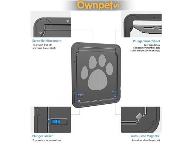 Ownpets Pet Dog Screen Door Magnetic Flap Screen Automatic Lockable Gate 12*14in
